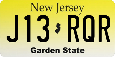 NJ license plate J13RQR