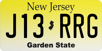NJ license plate J13RRG