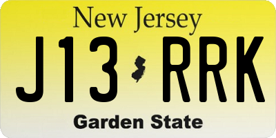 NJ license plate J13RRK