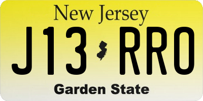 NJ license plate J13RRO
