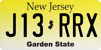 NJ license plate J13RRX