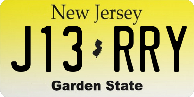 NJ license plate J13RRY