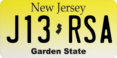 NJ license plate J13RSA