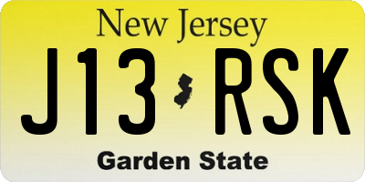 NJ license plate J13RSK