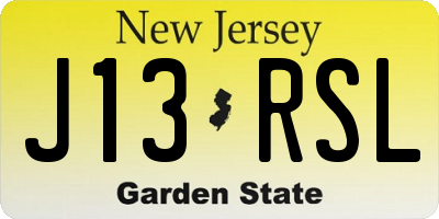 NJ license plate J13RSL