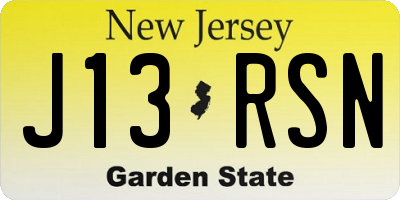 NJ license plate J13RSN