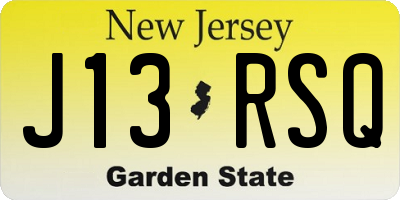 NJ license plate J13RSQ