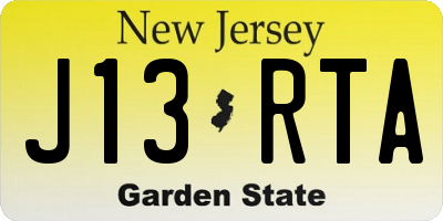 NJ license plate J13RTA