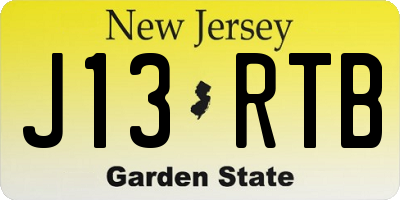 NJ license plate J13RTB