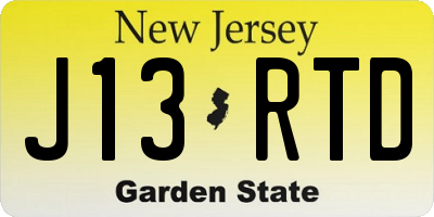 NJ license plate J13RTD