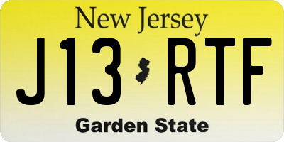 NJ license plate J13RTF