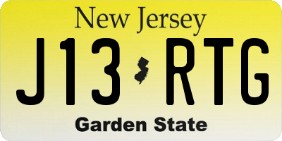NJ license plate J13RTG
