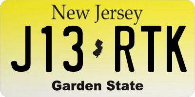 NJ license plate J13RTK