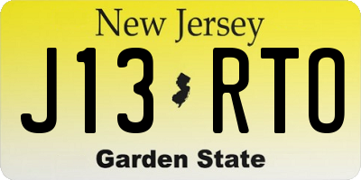 NJ license plate J13RTO