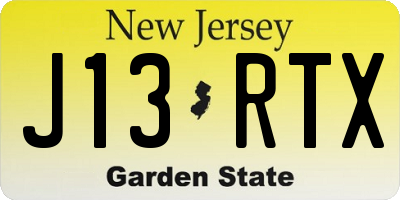 NJ license plate J13RTX