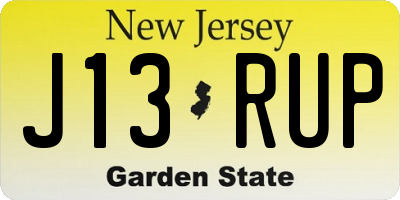 NJ license plate J13RUP