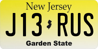 NJ license plate J13RUS