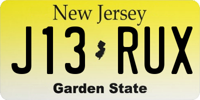 NJ license plate J13RUX