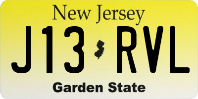 NJ license plate J13RVL