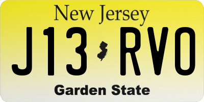 NJ license plate J13RVO