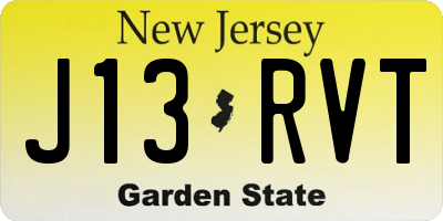 NJ license plate J13RVT