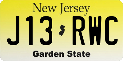 NJ license plate J13RWC