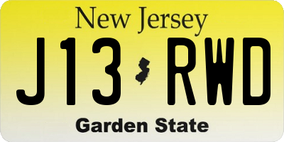 NJ license plate J13RWD