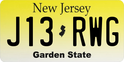 NJ license plate J13RWG