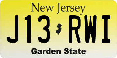 NJ license plate J13RWI