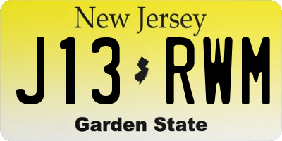 NJ license plate J13RWM