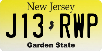 NJ license plate J13RWP