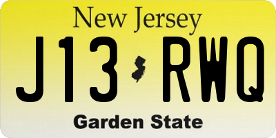 NJ license plate J13RWQ