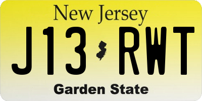 NJ license plate J13RWT