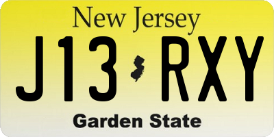 NJ license plate J13RXY