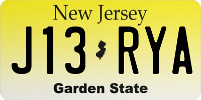 NJ license plate J13RYA