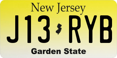 NJ license plate J13RYB