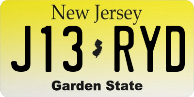 NJ license plate J13RYD