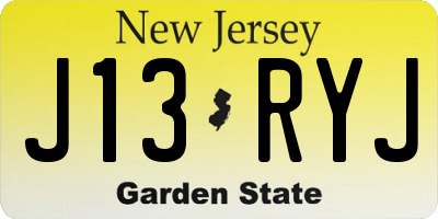 NJ license plate J13RYJ