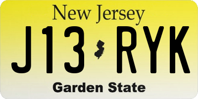 NJ license plate J13RYK