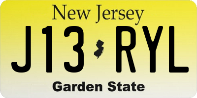 NJ license plate J13RYL