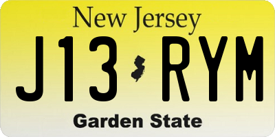 NJ license plate J13RYM