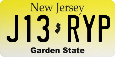 NJ license plate J13RYP