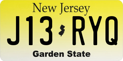 NJ license plate J13RYQ