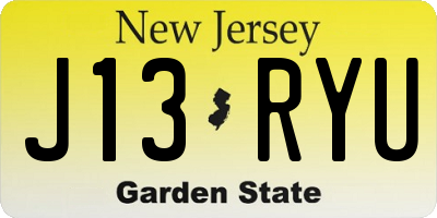 NJ license plate J13RYU