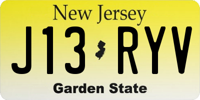 NJ license plate J13RYV