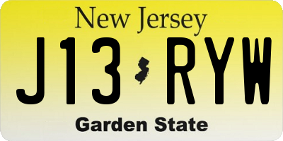 NJ license plate J13RYW