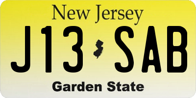 NJ license plate J13SAB