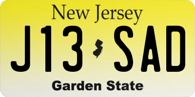 NJ license plate J13SAD