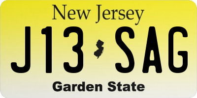 NJ license plate J13SAG