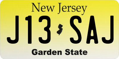 NJ license plate J13SAJ